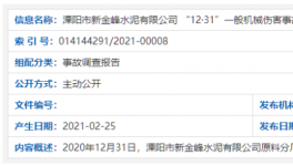 剛剛！金峰水泥1名員工死亡原因查明……