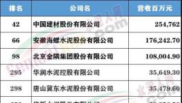 財(cái)富Plus發(fā)布中國500強(qiáng)，這些水泥大企上榜！