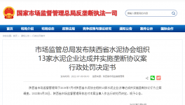 陜西水泥協(xié)會及13家水泥企業(yè)被罰4.51億！